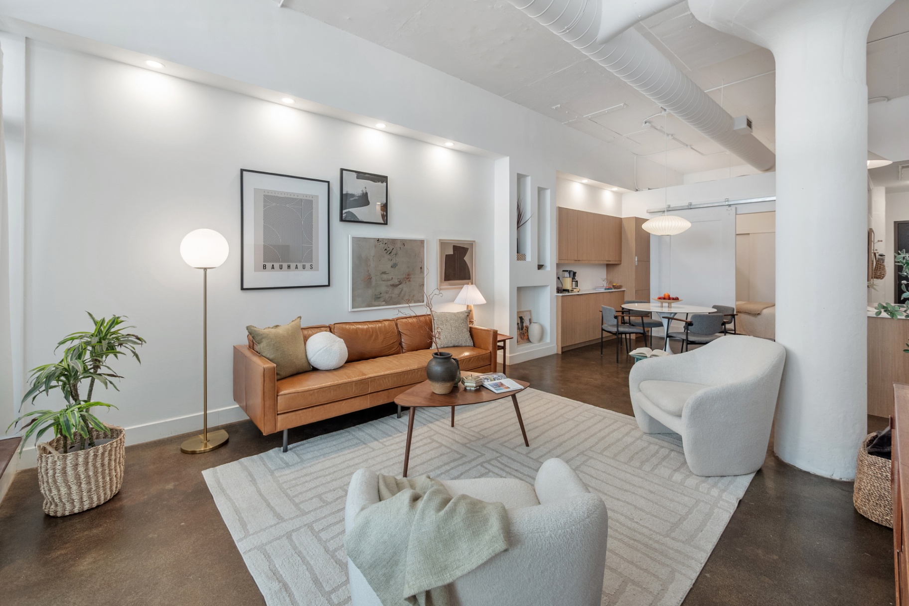 Open living room toward dining area